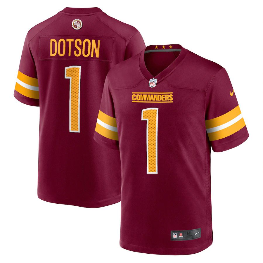 Men Washington Commanders #1 Jahan Dotson Nike Burgundy 2022 NFL Draft First Round Pick Game Jersey